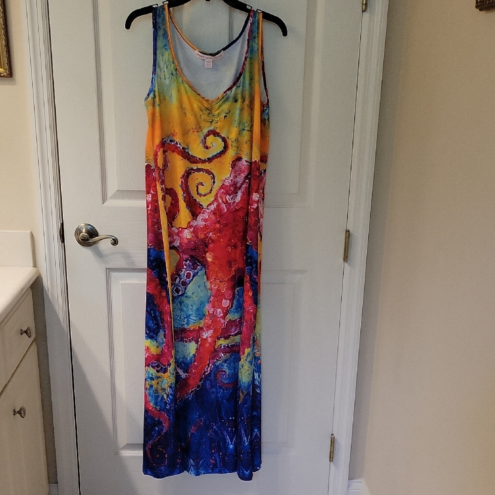 Blue and Purple Sleeveless Maxi Sundress
